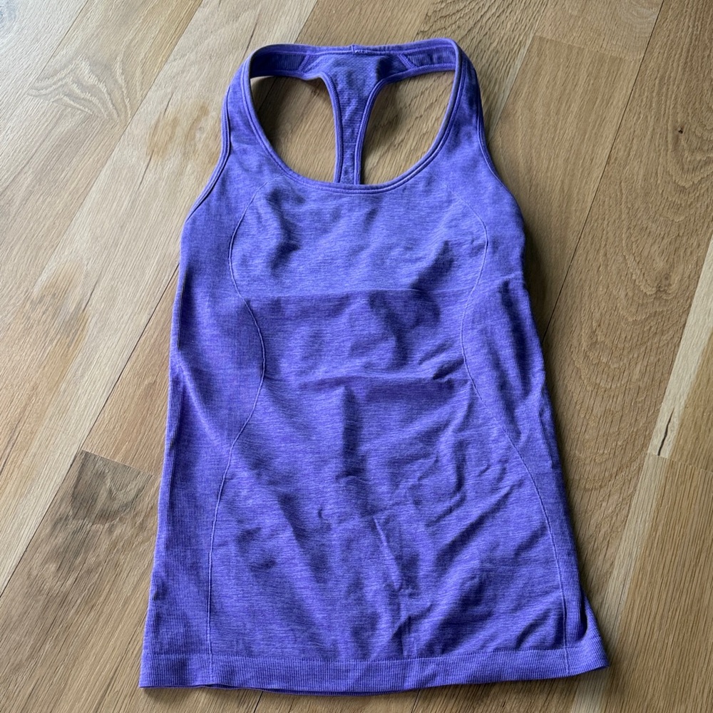 Lululemon Heathered Purple Racherback Built-in Bra Tanktop